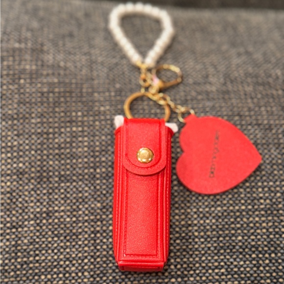Bloomingdale's Accessories - Red Leather Keychain with Heart Charm